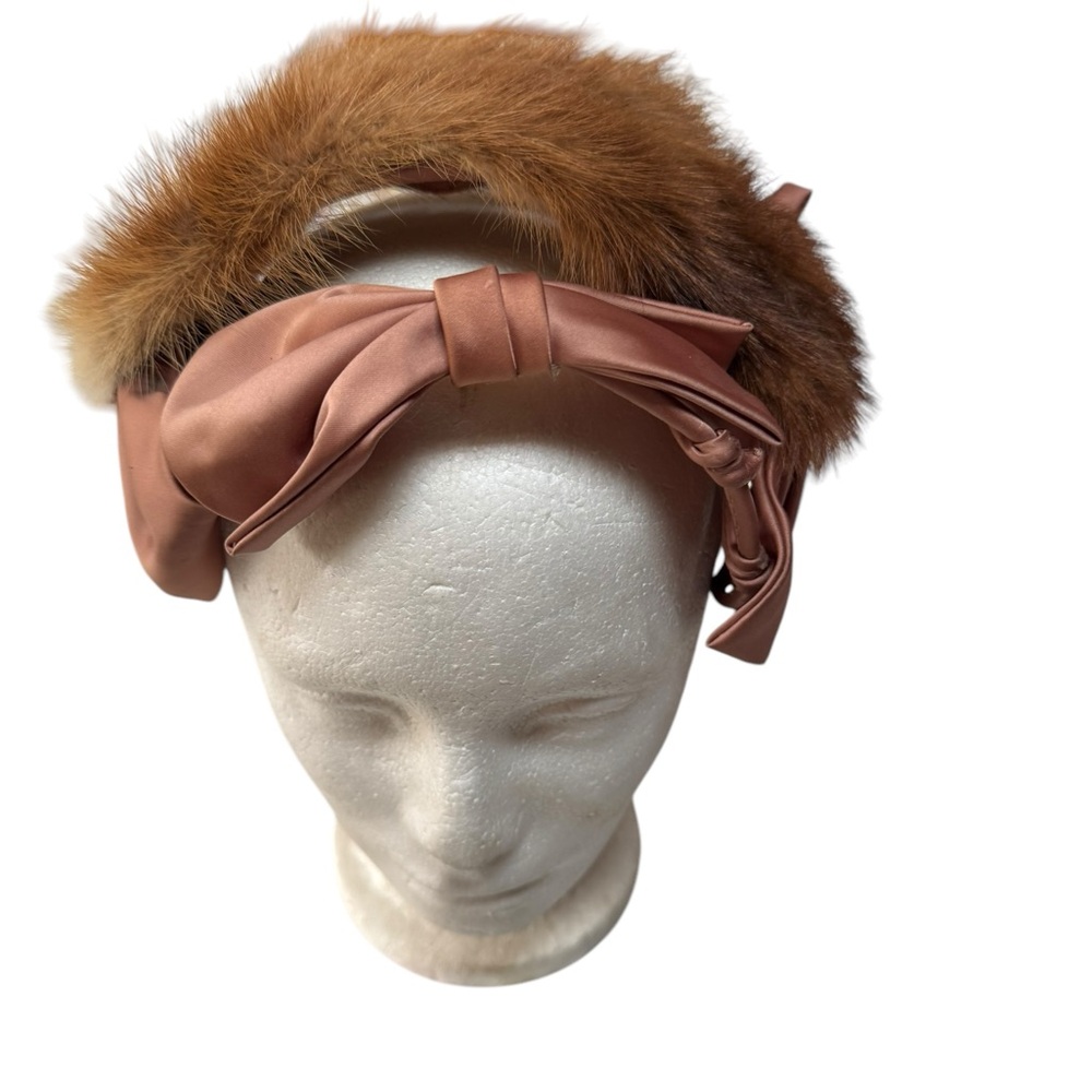 1950s Mink Fur‎ & Satin Headband